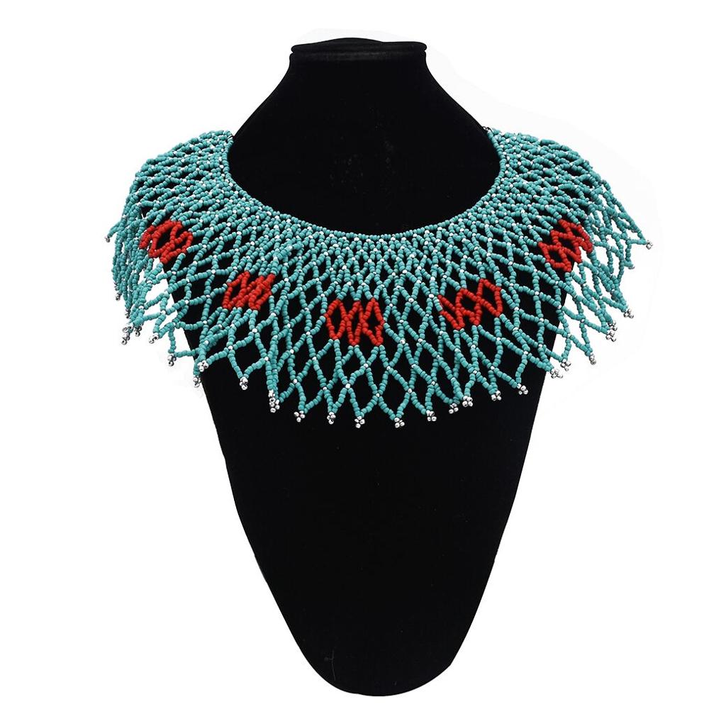 Resin Big Long Bohemian Necklace For Women Men Acrylic Beaded Multilayer Collier Necklace Sets African Egyptian Indian Jewelry: N-7366