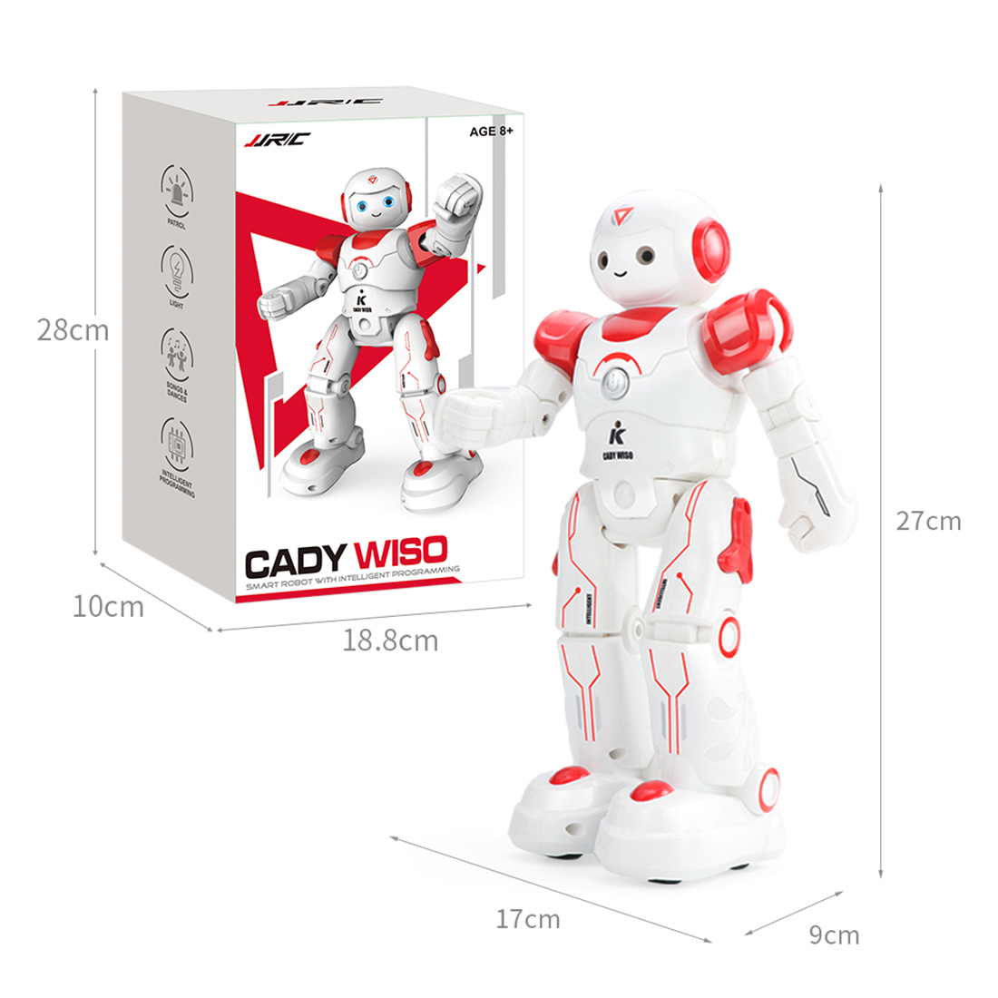 iTECHOR Music RC Robot Toy with Intelligent Programming Gesture Sensing Function with LED Lights Birthday - Red