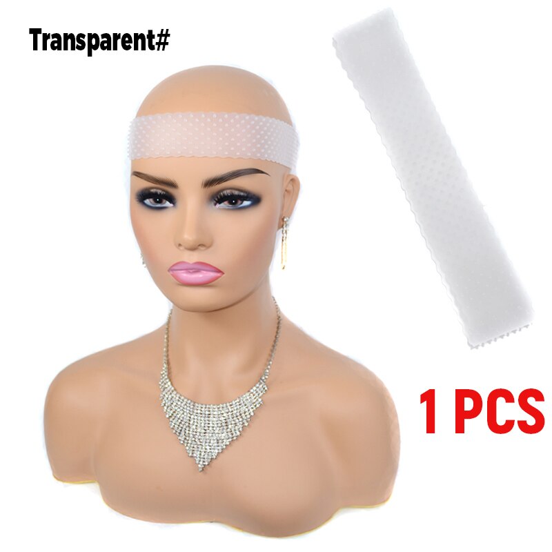 Bandeau de perruque antidérapant pour hommes et femmes, réglable, en Silicone Transparent, Frontal Sport + bonnet en Nylon extensible: transparent 1pcs