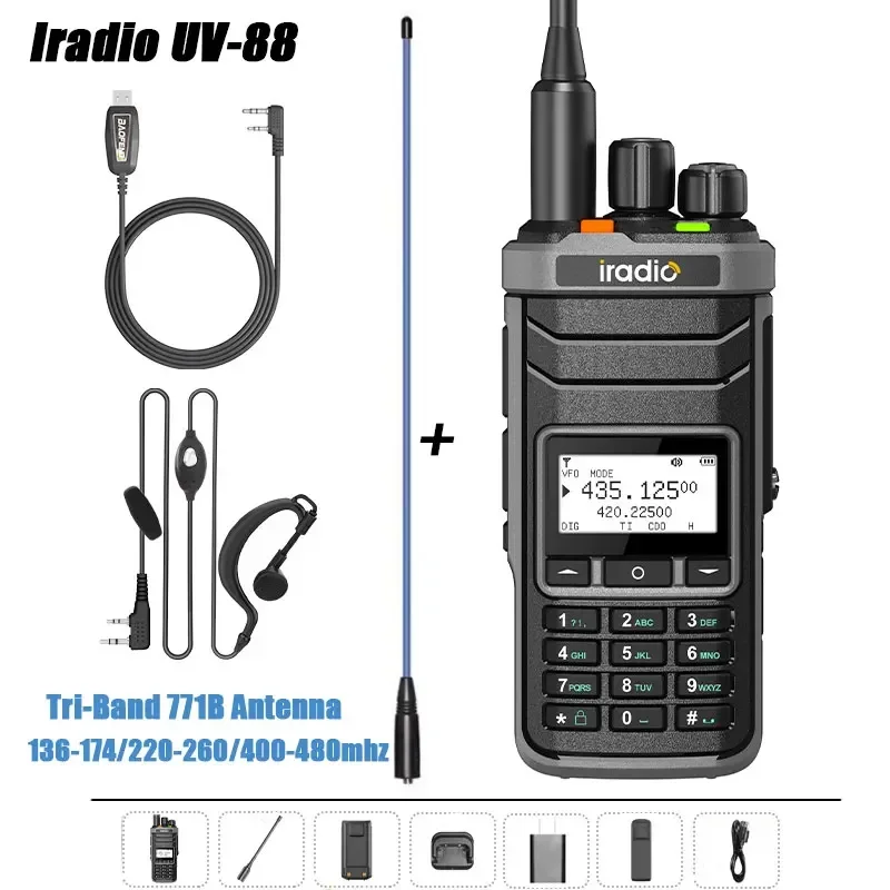 Iradio UV 88 Walkie Talkie Kurzwelle 2,3–30 MHz UV88 Zweiwegradio Multiband FM CB SW LW Typ-C-Aufladung NOAA 1024CH Gleicher RT-860