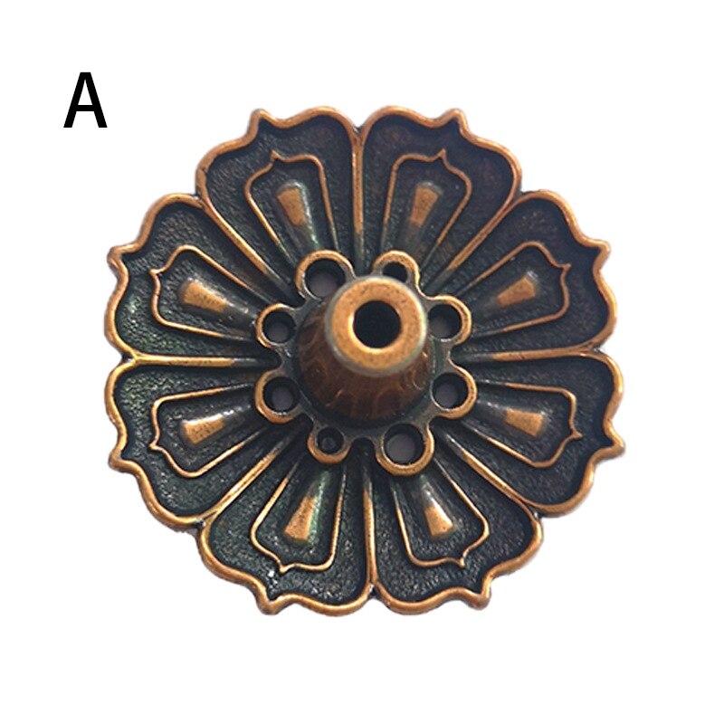 Rundt fad emalje lotus blomsterfanger tallerken røgelsesholdere boligindretning mini meditation buddha sandeltræ pind holder brænder: 01