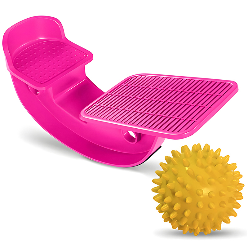 Estirador de pies basculante tobillo pantorrilla tabla de estiramiento Bola de masaje Yoga Fitness ejercicio masaje para tendinitis de Aquiles dolor en el talón: Rosa