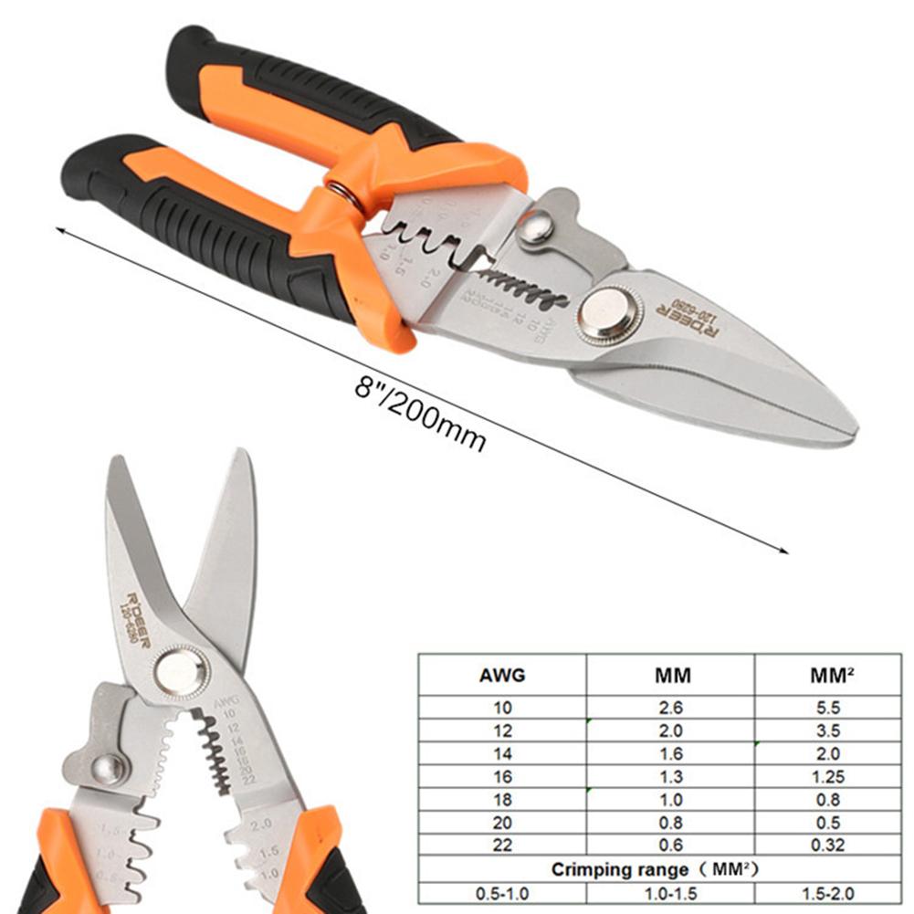 Multi-function Scissors Crimping Pliers Wire Stripper Wire Cutter Electrician Crimper Cable Cutter Automatic Wire Stripper: B