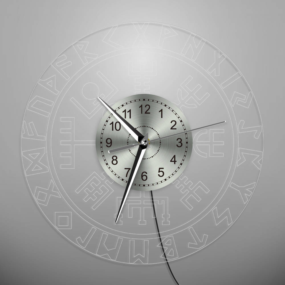 Vegvisir viking kompas vintage belyst vægur ur runeskompas farve skiftende væg lys viking beskyttelse symbol