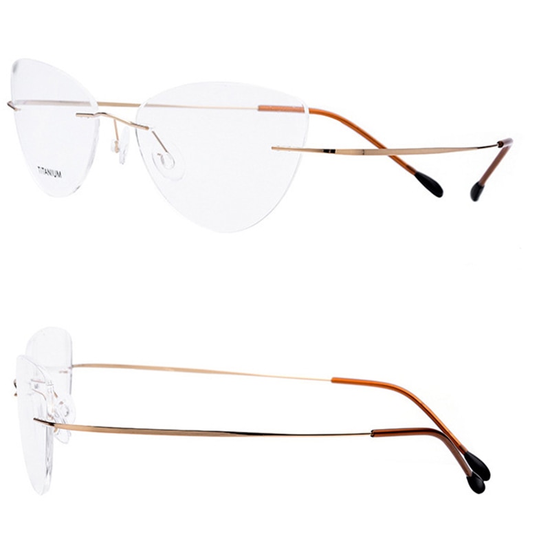 Kantløse brilleramme kvinder titanium ultralette briller receptfrie rammeløse katteøje ingen skrue briller nærsynethed rammer  l3