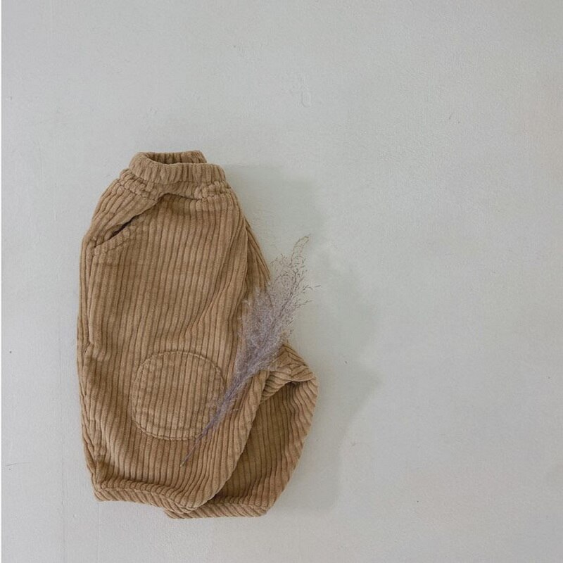 Koreaanse Stijl Herfst Kinderen Meisjes Jongens Broek Corduroy Losse Radijs Broek Kinderen Uitloper Mode Kleding E3000: light brown / 73cm 6-12cm