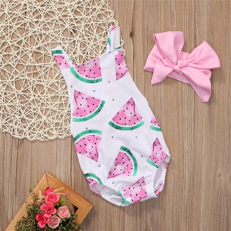Baby Meisjes Bodysuit + hoofdband 0-24 M Outfits Zomer Zuigeling Baby meisjes kleding Sunsuit