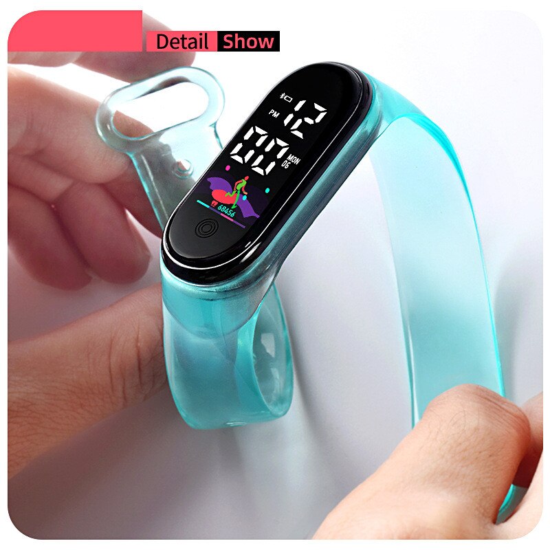Reloj electrónico deportivo para hombre y mujer, pulsera Digital LED, transparente, a la