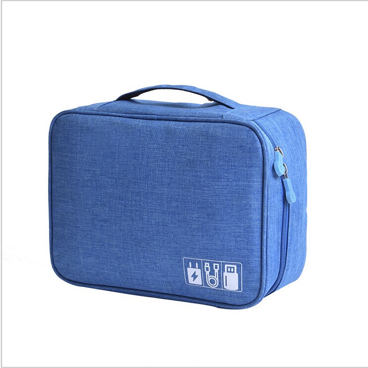 Accessoires électroniques organisateur voyage rangement sac à main câble USB étui de rangement étanche: Bleu ciel