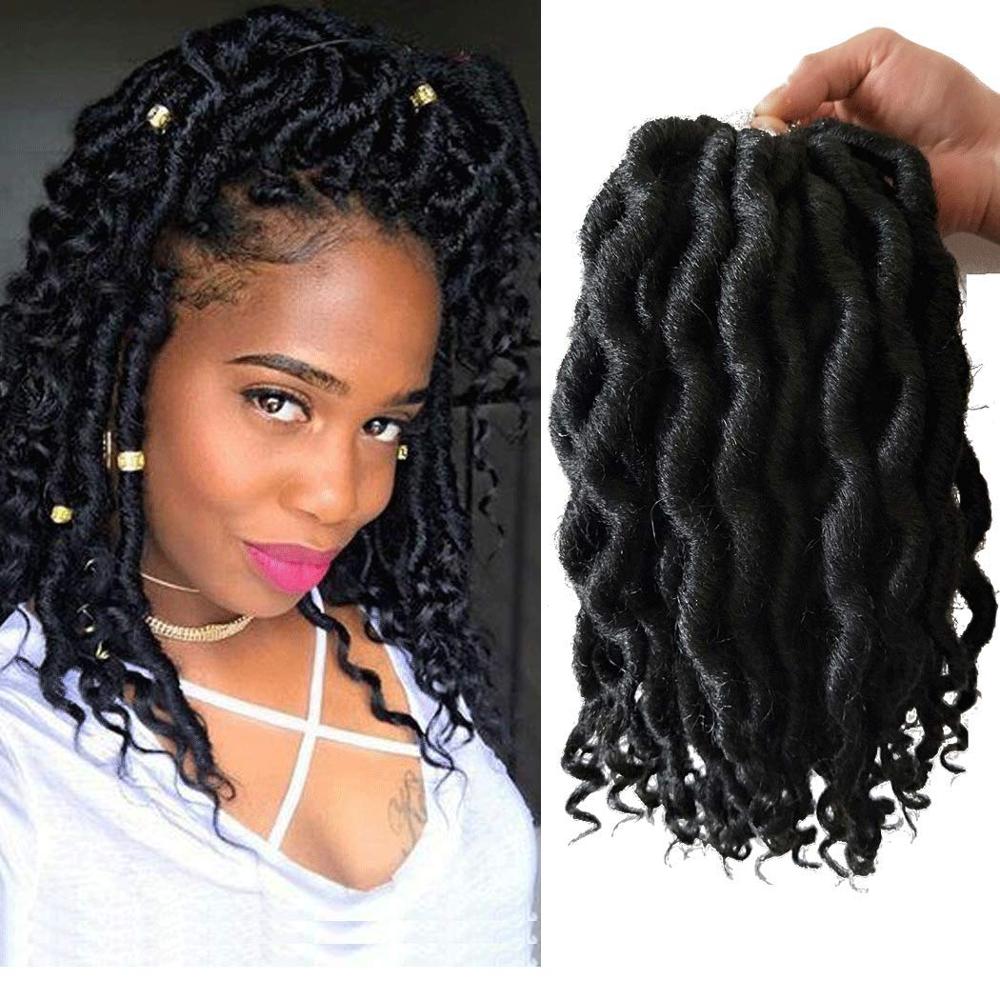 Faux Locs crochet hair with Curly Ends 12 roots/pack Synthetic Hair Crochet Braids Goddess Fauxs Locs Crochet Braiding Hair…: 1B / 6Pcs/Lot