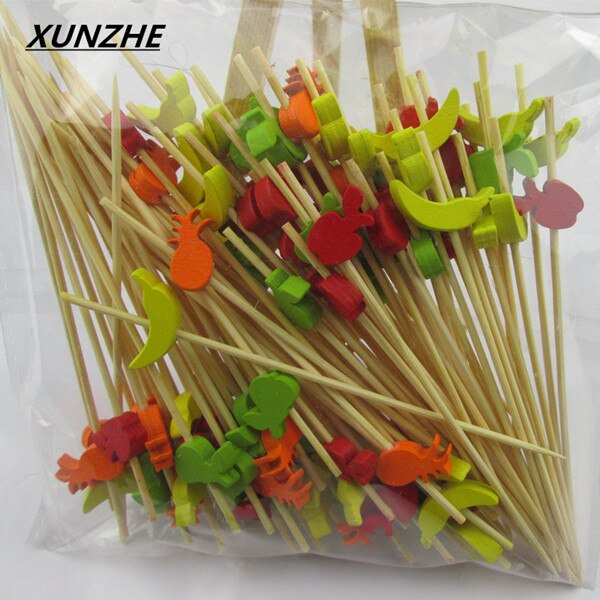 XUNZHE 12Cm Disposable bamboo / color acrylic Cocktail Drink Stirring Sticks Food Dessert Picks Fruit Fork postre accessories: 15