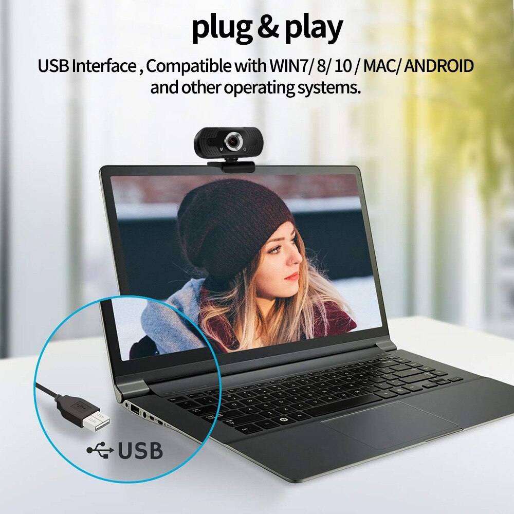 Cámara Web giratoria Full HD 1080P para PC, minicámara para ordenador, grabación de vídeo, trabajo