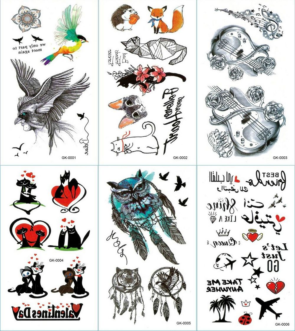 Attrapeur de rêves saint valentin tatouage temporaire autocollant guitare tatouages Sika cerf et hérisson Art corporel bras imperméable faux Tatoo