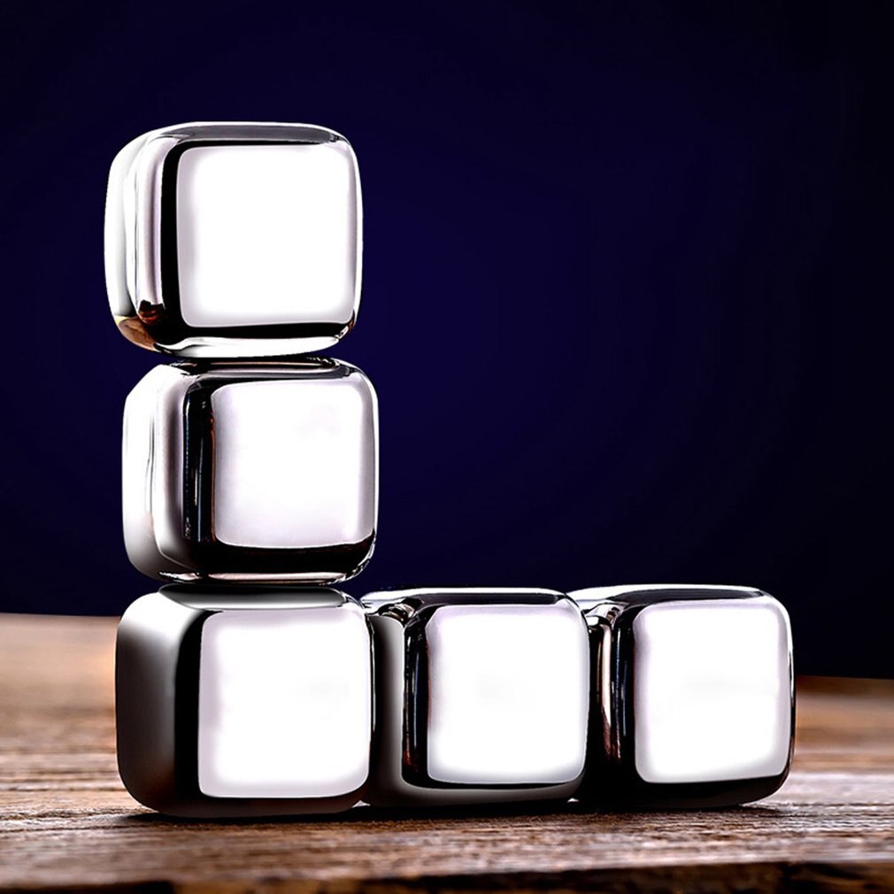 304 Stainless Steel Ice Cube Ice Tartar Frozen Beverage Metal Ice Cube Red Wine Whiskey Ice Cube Box Set