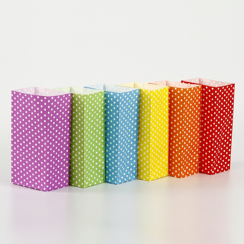 Papiertüte, farbe, wellenform, punkt, quadratischer boden, stehend, brot, kuchen, süßigkeiten, verpackungsbeutel, partyessen, backzubehör