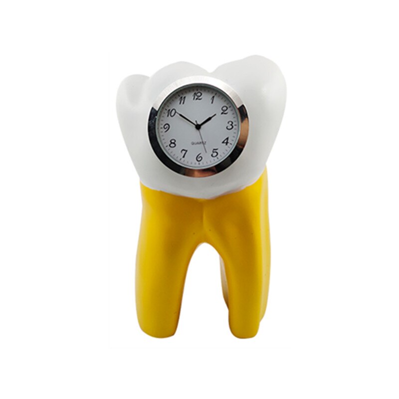 Modern Tooth Shape Table Clock Silent Desk Clock For Dental Clinic Decor Dentistry Ornaments Artcraft Dentist: Yellow Table Clock