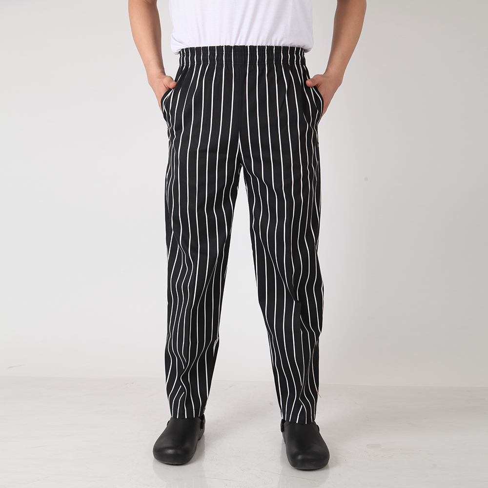 Pantalones largos a rayas con estampado de pimienta roja para hombre, pantalón de trabajo informal, con cintura elástica, para restaurante, servicio de comida, cocina, Chef, Hotel, camarero: 1 / XXXL