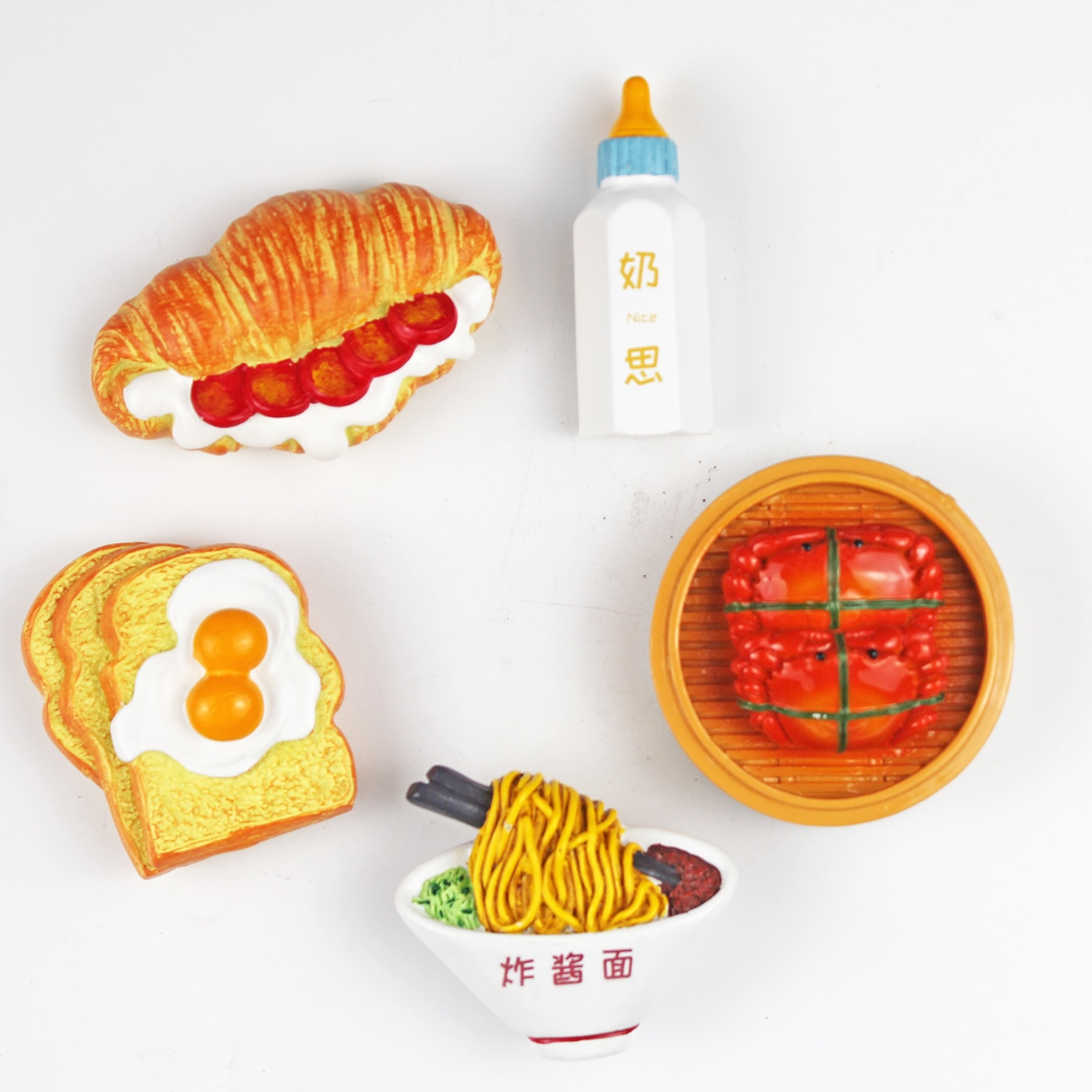 lindo simulación Sandwich de cangrejo pan para Dog Fideos Fritos comida botella de bebé de imán de nevera de polirresina de recuerdo