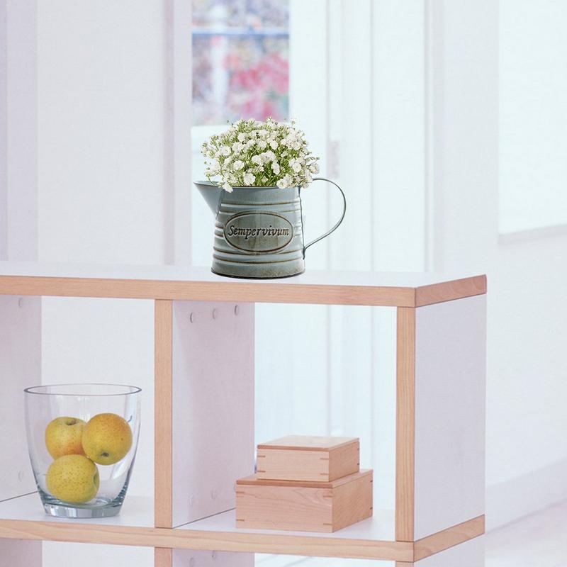 Vintage landlig stil jernhåndtag blomst hjem have lurvet badekar vase kurv potte sukkulent planter spand planter indretning urtepotte