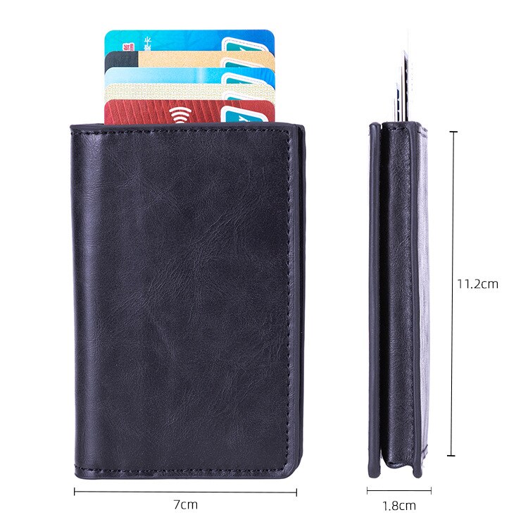 Card Holder Men's PU Cardholder ID Credit Metal Card Case Automatic Card Case Popular for