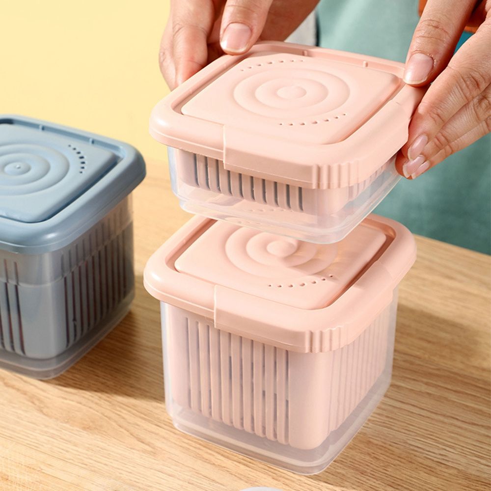 Gadget de cuisine en plastique épais Double couche scellé, conteneur de gingembre, conteneurs de stockage de fruits, plateau de légumes, boîte de rangement pour réfrigérateur
