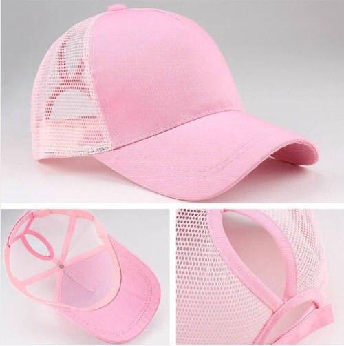 Baseballkeps herr casquette femme herrmössa hästsvans baseballkeps sommarmössa dam sol sport meshhatt snapback hiphophatt: Rosa