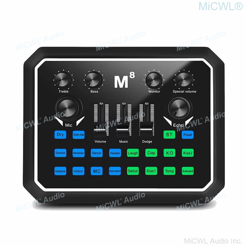 MiCWL Mobile PC Digital Sound Card Audio Mixer For Live With KMS105 e300 Condenser Microphone