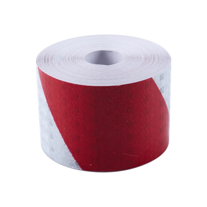 10M X 5Cm Veiligheid Waarschuwing Tape Reflecterende Tape Zelfklevende Tape Reflecterende Strip Verkeer Reflecterende Stickers Kleur: rood + Wit