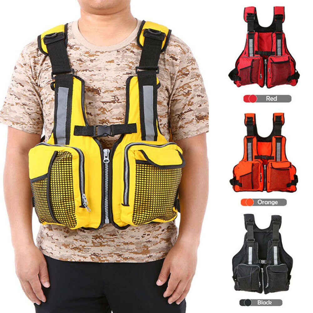Adulte gilet de sauvetage solide réglable étanche aide à la flottabilité Nylon gilets de pêche voile pêche Kayak gilet de sauvetage unisexe X167G