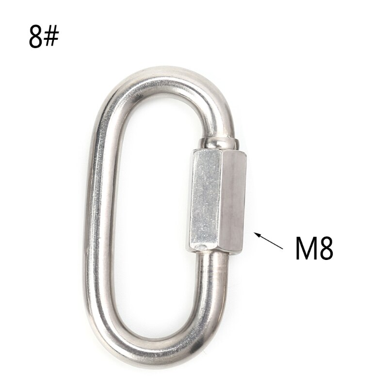 Stainless Steel Screw Lock Climbing Gear Carabiner Quick Links Safety Snap Hook: M8