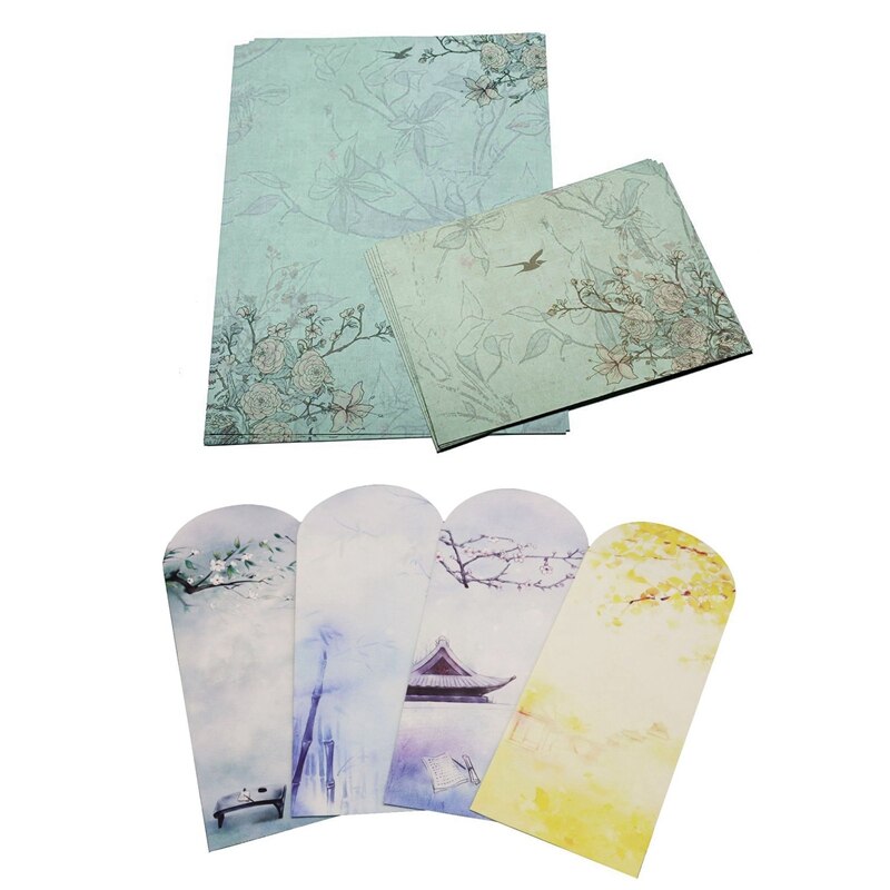 2 set brevpapper brevpaket : 1 set 32 st olika färgbrevpapper och 16 st kuvert & 1 set 40 st blandade co