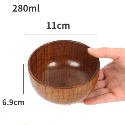 Japanische Holz schalen Jujube Holz Kinder Baby Erwachsene kleine Suppen tassen Massivholz Salats ch üsseln Retro Haushalts geschirr: Rot