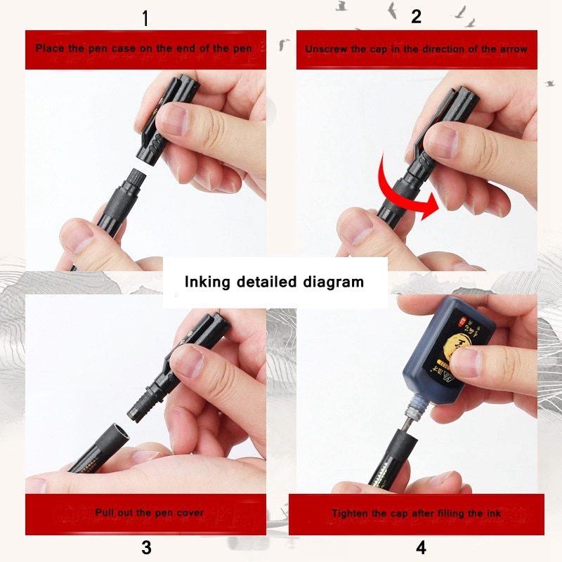 4pcs Hand Lettering Calligraphy Pen Set Extra Fine Brush Waterproof Pigment for Beginners Writing Signature Drawing Art Supplies