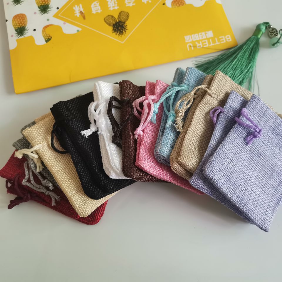 50pcs Small Natural Bags jewelry packing bags Jute Linen Drawstring Pouch Bag Handmade Wedding Party Jewelry Bags