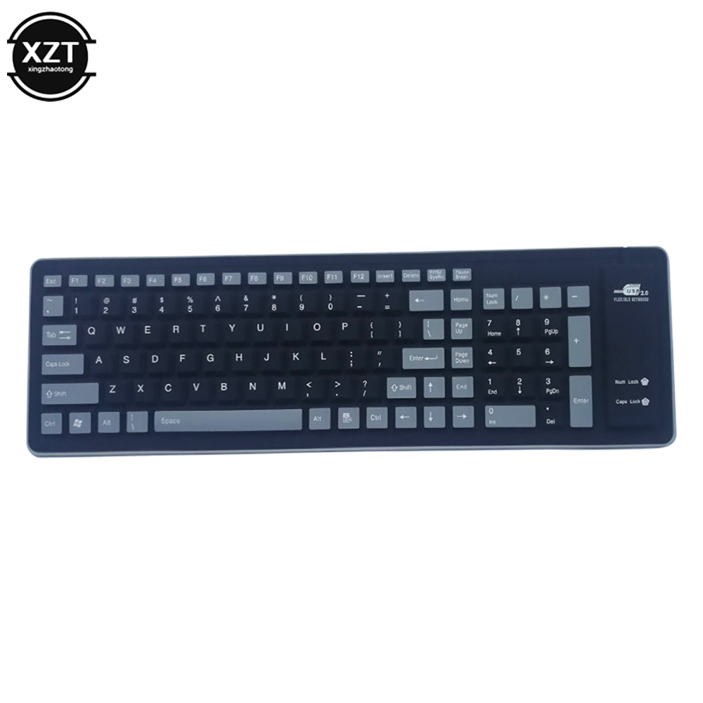 Tragbare wasserdichte und staubdichte Silikontastatur, faltbare USB-Tastatur, 103-Tasten, kabelgebundene Tastatur für PC-Laptops