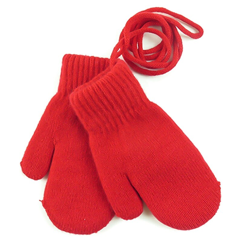 Gants d'hiver pour enfants de 1 à 3 ans | Mitaines universelles pour l'extérieur, gants tricotés chauds en laine pour bébés, gants portables à encolure suspendue à la corde