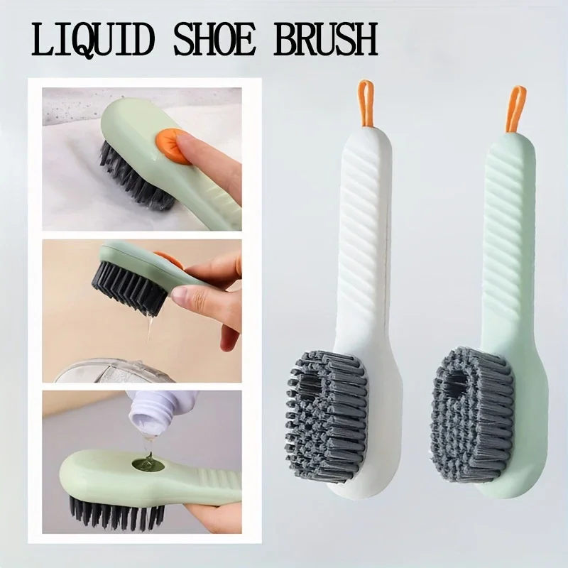 2/1pc weiche Borste flüssige Schuh reinigungs bürste langer Griff Wäsche bürste Schuh Kleidung Brett Reinigungs werkzeug