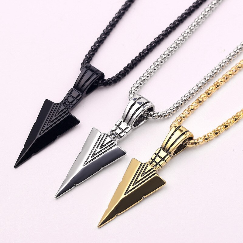 Mannen Matte Zwarte Lange Ketting Met Pijl Hanger Sieraden Ketting Hip Hop Punk Rock Kerstmis Halloween Voor mannen Wome