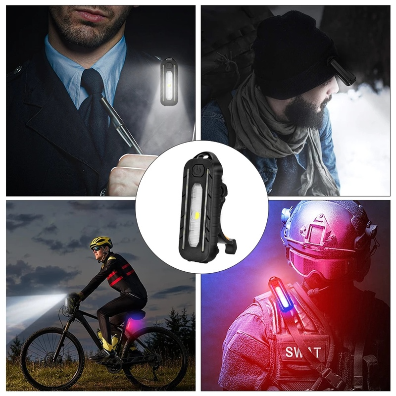 Luz LED de policía de hombro roja y azul con Clip, carga USB, advertencia intermitente, linterna de seguridad, luz de advertencia para bicicleta