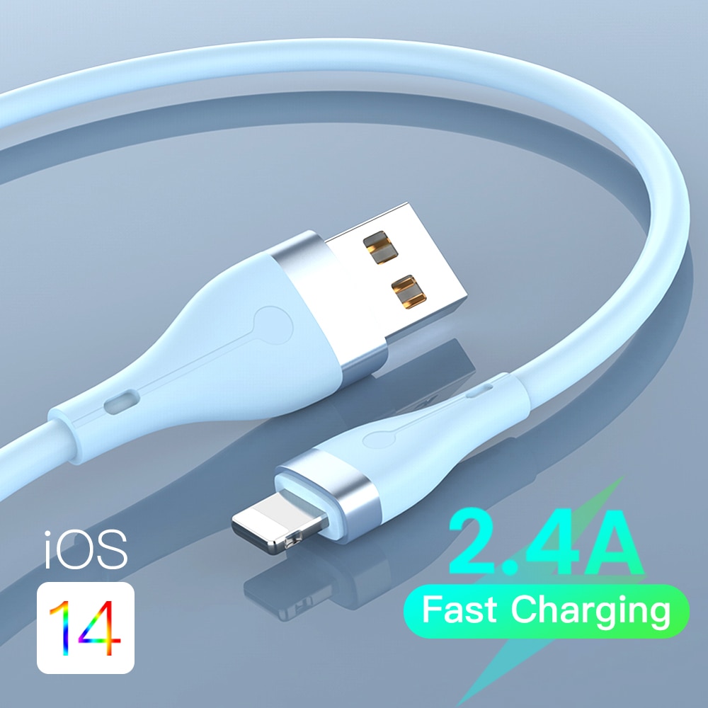 Schnelle Ladung USB Kabel für iPhone 12 11 XS X 8 7 6S 5S 2,4 EINE Flüssigkeit Silikon USB Kabel Ladegerät praktisch Ladung Datenkabel