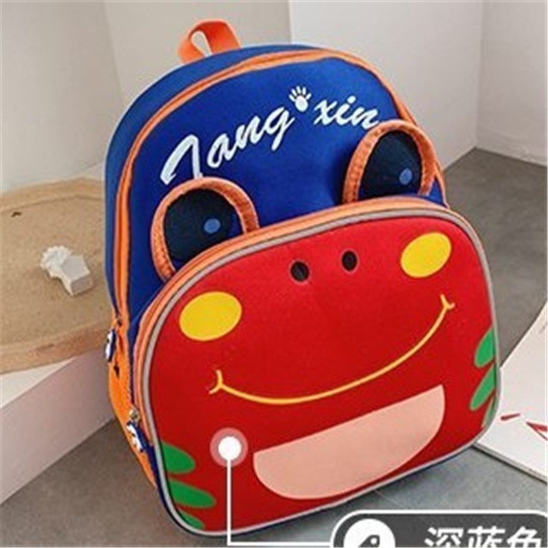 Cartoon Shoulder Bag Animal Kindergarten Schoolbag Backpack For Kids Baby Zoo Series Cute Children Schoolbag: navy blue