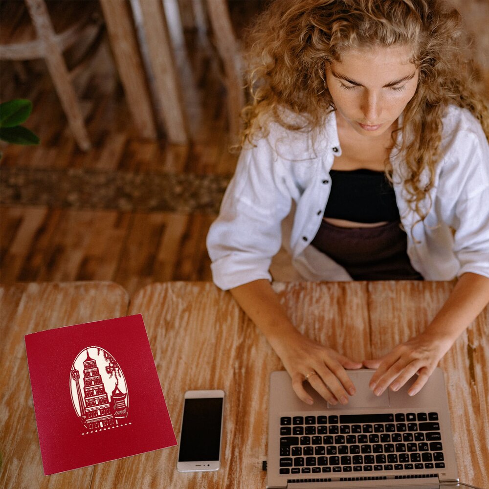 1 Pc Wish Card Card Festive Card Handmade Red Carved Card Invitation Card for Wedding Travel