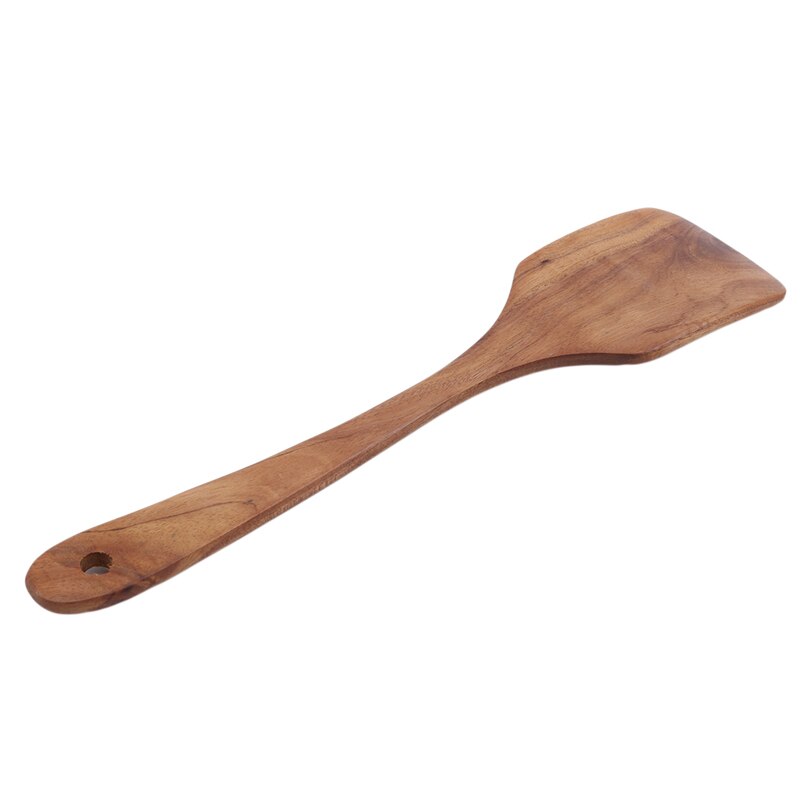 Teak Wood Turner Long Handle Spatula Kitchen Turner Non Stick Cooking Utensils Wooden Spatula Slotted Turner Set Wooden Utensils