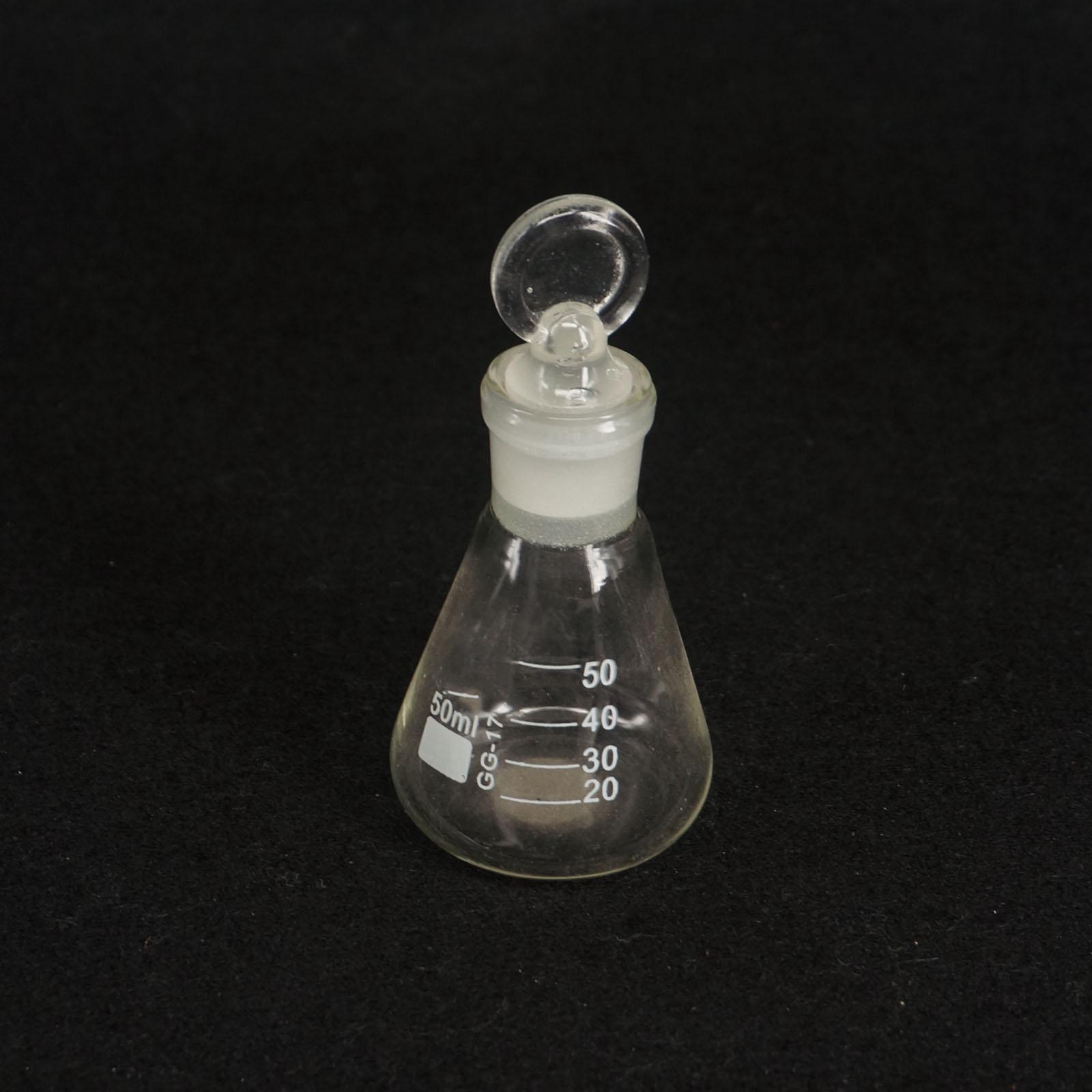 50ml Lab Borosilicate Glass Erlenmeyer Conical Flask with Ground-in Stopper