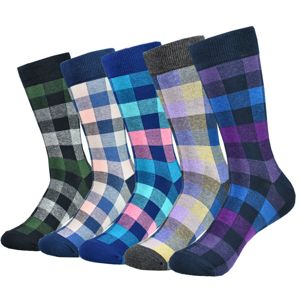 Chaussettes pour hommes habillées à la en coton à motifs noirs Chaussettes drôles colorées heureuses pour hommes: Or