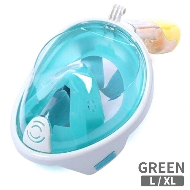 Ademhalingsapparaat 3 kleuren droog duikmasker zomerzwemmen volgelaatsmasker s/m duurzaam anti-condens snorkel zwemmasker duiken: Groen l tot xl