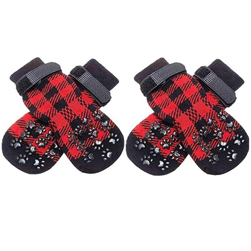 Buty dla psa skarpety Outdoor Indoor wodoodporne antypoślizgowe buty dla psa skarpetki dla kota Pet ochraniacz na łapy dla małych średnich psów perro: D-red / S