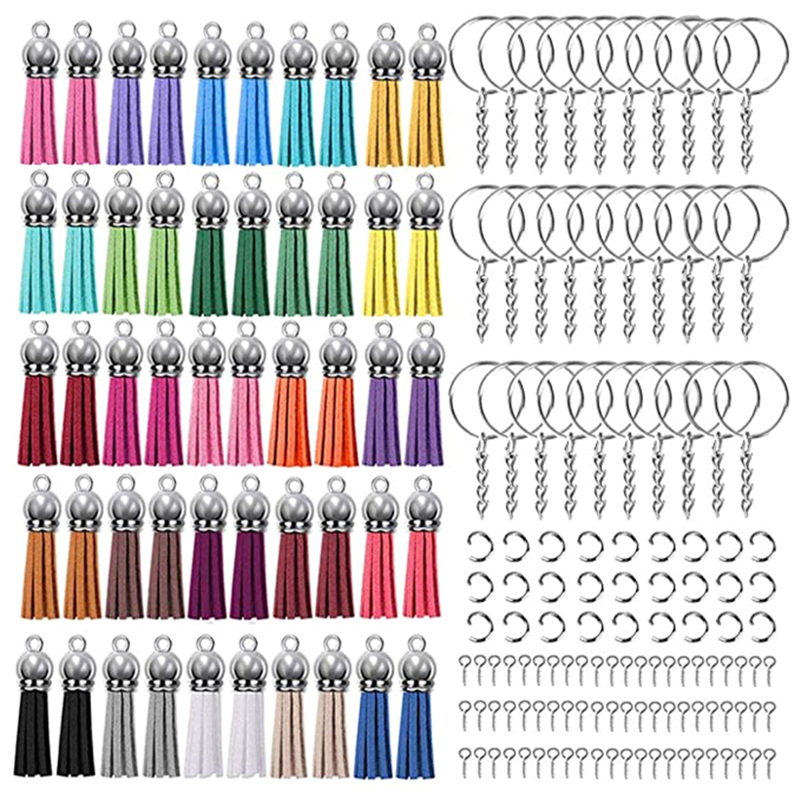 45 # Sleutelhanger Kwastje, 220 Pc Sleutelhanger Ring Set Omvat 50 Pc Kwastje, 50 Pc Ring 60 Pc Ring En 60 Pc Schroef Eye Pin: Default Title