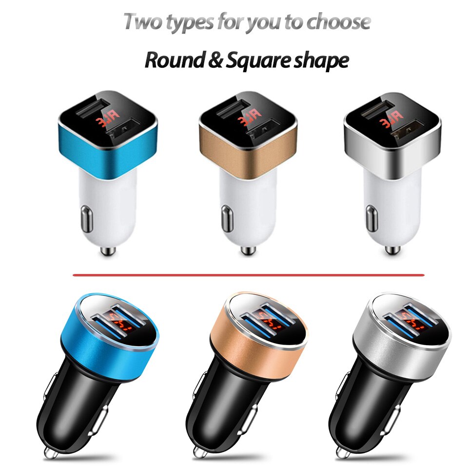 LED Display Dual USB Car Charger Output 3.1A Snel Opladen Mobiele Telefoon Travel Adapter Aansteker DC 12-24 V Auto Telefoon Oplader