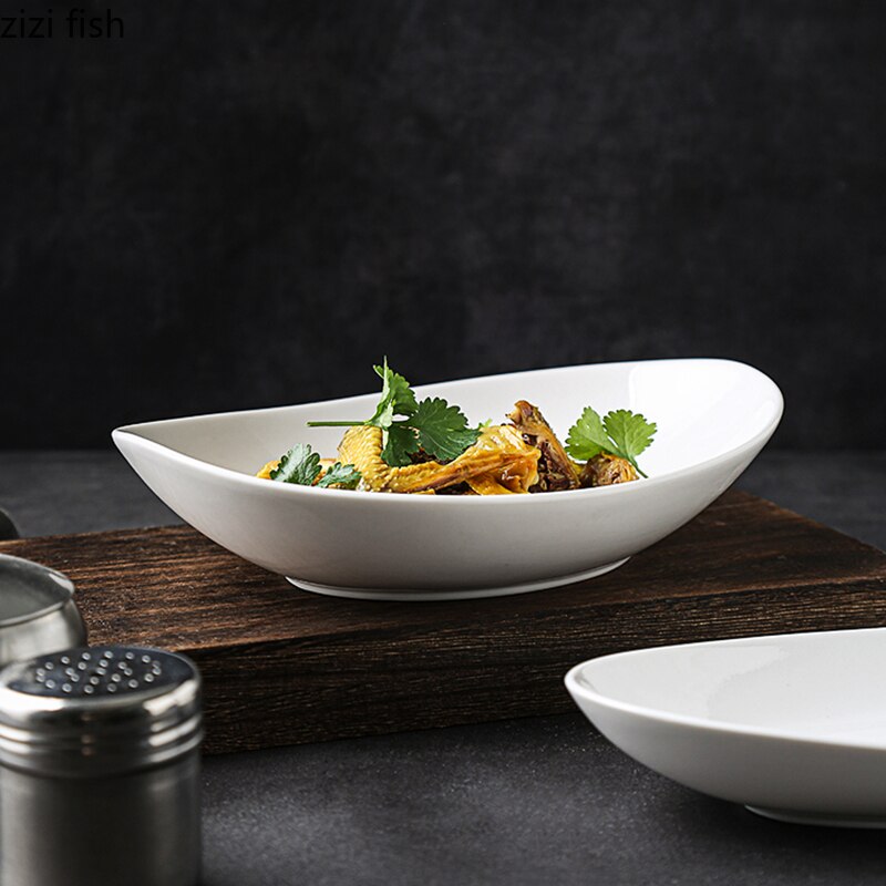 Ceramic Dinner Plate Seafood Sashimi Sushi Dishes Cooking Plates Restaurant Oval Tableware Snack Desserts Tray Fruit Salad Bowls